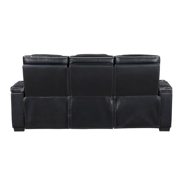 English Elm Power Reclining Sofa with Massage Heated Seating Wireless Charging and Wall Hugger Design Black Leather B011P580806