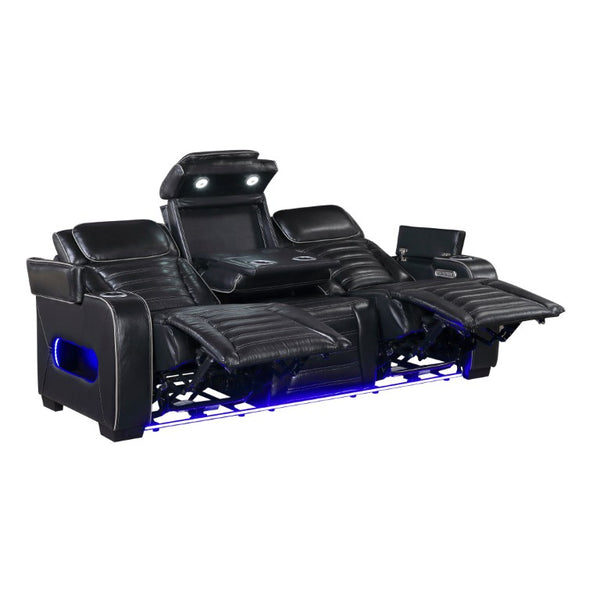 English Elm Power Reclining Sofa with Massage Heated Seating Wireless Charging and Wall Hugger Design Black Leather B011P580806