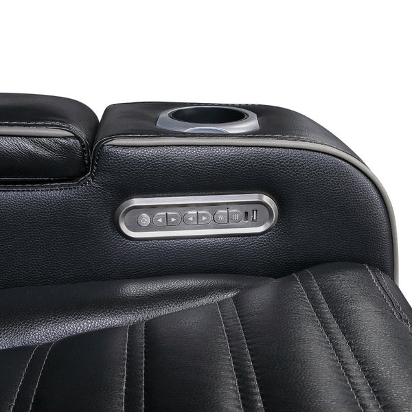 English Elm Power Reclining Sofa with Massage Heated Seating Wireless Charging and Wall Hugger Design Black Leather B011P580806