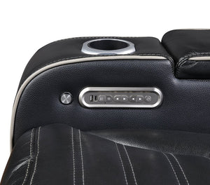 English Elm Power Reclining Sofa with Massage Heated Seating Wireless Charging and Wall Hugger Design Black Leather B011P580806