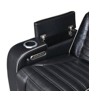 English Elm Power Reclining Loveseat with Massage Speakers LED Lighting and Top Grain Leather B011P580807