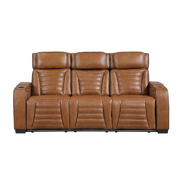 English Elm Power Reclining Sofa with Top Grain Leather Massage Heated Seats and Wireless Charging B011P580809