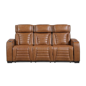 English Elm Power Reclining Sofa with Top Grain Leather Massage Heated Seats and Wireless Charging B011P580809