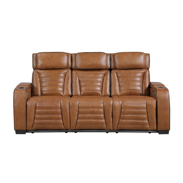 English Elm Power Reclining Sofa with Top Grain Leather Massage Heated Seats and Wireless Charging B011P580809