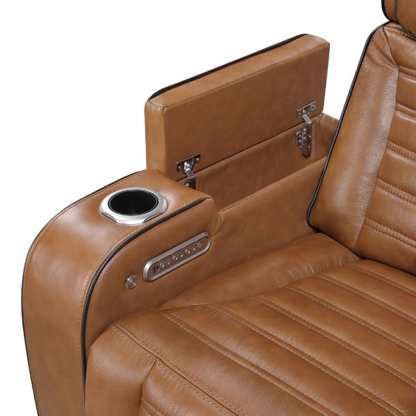 English Elm Power Reclining Sofa with Top Grain Leather Massage Heated Seats and Wireless Charging B011P580809
