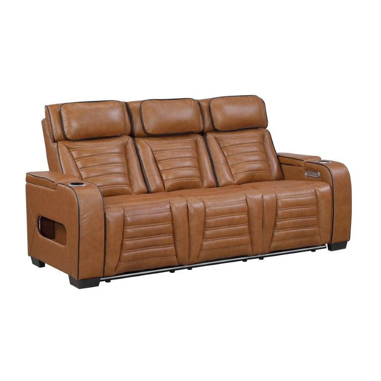 English Elm Power Reclining Sofa with Top Grain Leather Massage Heated Seats and Wireless Charging B011P580809