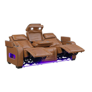 English Elm Power Reclining Sofa with Top Grain Leather Massage Heated Seats and Wireless Charging B011P580809