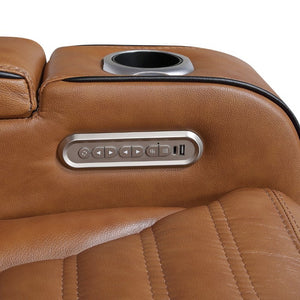 English Elm Power Reclining Sofa with Top Grain Leather Massage Heated Seats and Wireless Charging B011P580809