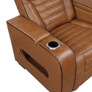 English Elm Power Reclining Loveseat with Top-Grain Leather Massage Heat and Built-In Speakers B011P580810