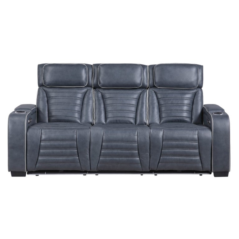 English Elm Power Reclining Sofa Top Grain Leather Home Theater Seating with Massage and Wireless Charging B011P580812