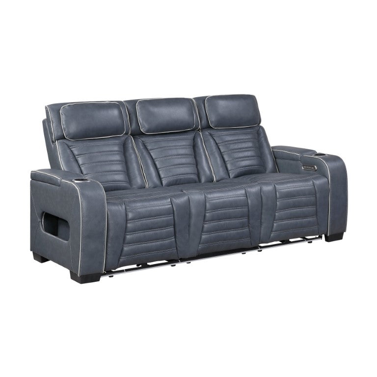 English Elm Power Reclining Sofa Top Grain Leather Home Theater Seating with Massage and Wireless Charging B011P580812