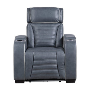 English Elm Power Recliner with LED Lighting Top Grain Leather Massage Heated Theater Chair B011P580814