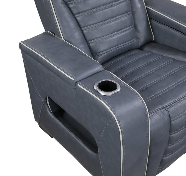 English Elm Power Recliner with LED Lighting Top Grain Leather Massage Heated Theater Chair B011P580814