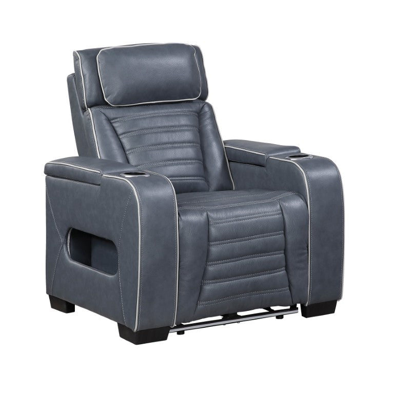English Elm Power Recliner with LED Lighting Top Grain Leather Massage Heated Theater Chair B011P580814