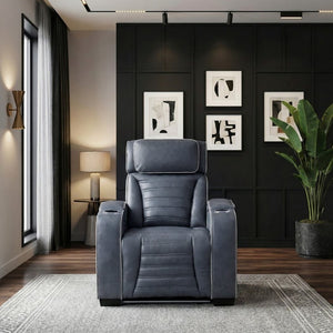 English Elm Power Recliner with LED Lighting Top Grain Leather Massage Heated Theater Chair B011P580814