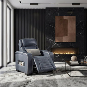 English Elm Power Recliner with LED Lighting Top Grain Leather Massage Heated Theater Chair B011P580814