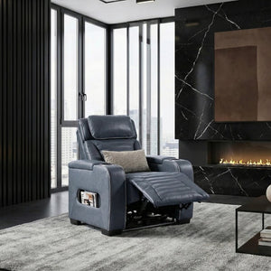 English Elm Power Recliner with LED Lighting Top Grain Leather Massage Heated Theater Chair B011P580814