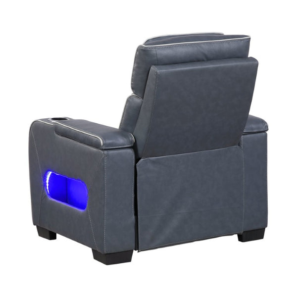 English Elm Power Recliner with LED Lighting Top Grain Leather Massage Heated Theater Chair B011P580814