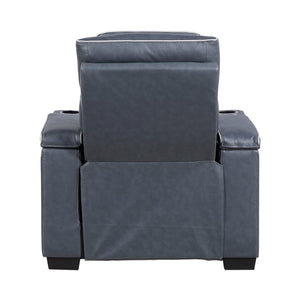 English Elm Power Recliner with LED Lighting Top Grain Leather Massage Heated Theater Chair B011P580814