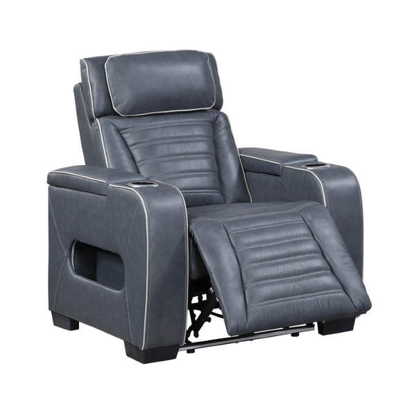 English Elm Power Recliner with LED Lighting Top Grain Leather Massage Heated Theater Chair B011P580814