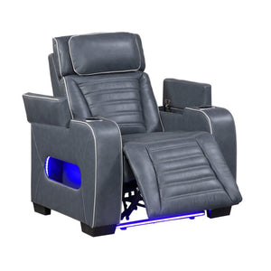 English Elm Power Recliner with LED Lighting Top Grain Leather Massage Heated Theater Chair B011P580814
