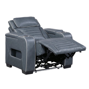 English Elm Power Recliner with LED Lighting Top Grain Leather Massage Heated Theater Chair B011P580814