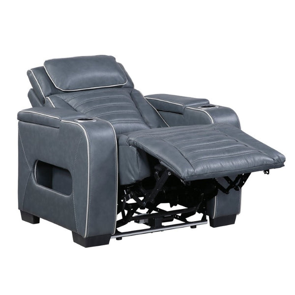 English Elm Power Recliner with LED Lighting Top Grain Leather Massage Heated Theater Chair B011P580814