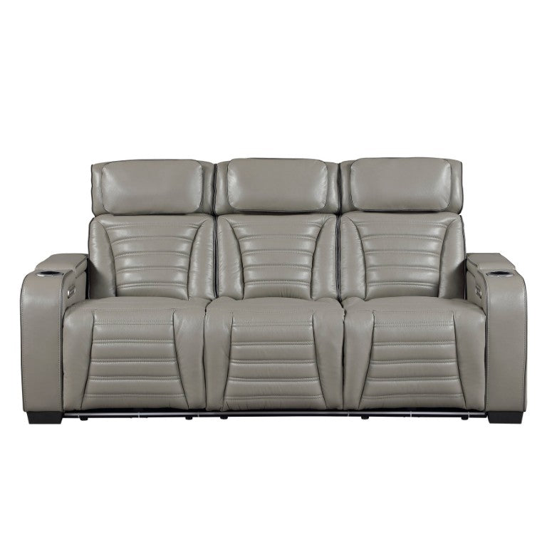 English Elm Power Reclining Sofa with Massage Heat Wireless Charging and LED Lights in Leather B011P580815