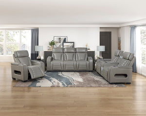 English Elm Power Reclining Sofa with Massage Heat Wireless Charging and LED Lights in Leather B011P580815