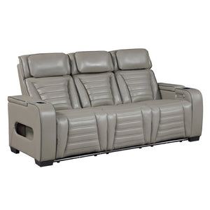 English Elm Power Reclining Sofa with Massage Heat Wireless Charging and LED Lights in Leather B011P580815