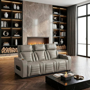 English Elm Power Reclining Sofa with Massage Heat Wireless Charging and LED Lights in Leather B011P580815