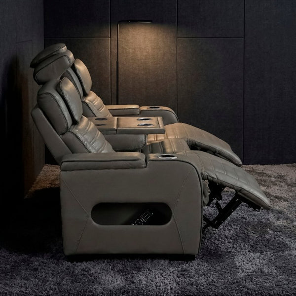 English Elm Power Reclining Sofa with Massage Heat Wireless Charging and LED Lights in Leather B011P580815