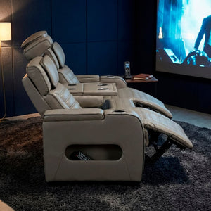 English Elm Power Reclining Sofa with Massage Heat Wireless Charging and LED Lights in Leather B011P580815