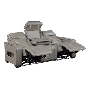 English Elm Power Reclining Sofa with Massage Heat Wireless Charging and LED Lights in Leather B011P580815