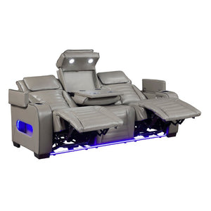 English Elm Power Reclining Sofa with Massage Heat Wireless Charging and LED Lights in Leather B011P580815