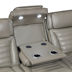 English Elm Power Reclining Sofa with Massage Heat Wireless Charging and LED Lights in Leather B011P580815