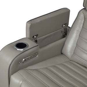English Elm Power Reclining Loveseat with Top-Grain Leather Massage Speakers and LED Ambiance B011P580816