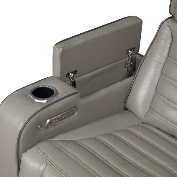 English Elm Power Reclining Loveseat with Top-Grain Leather Massage Speakers and LED Ambiance B011P580816