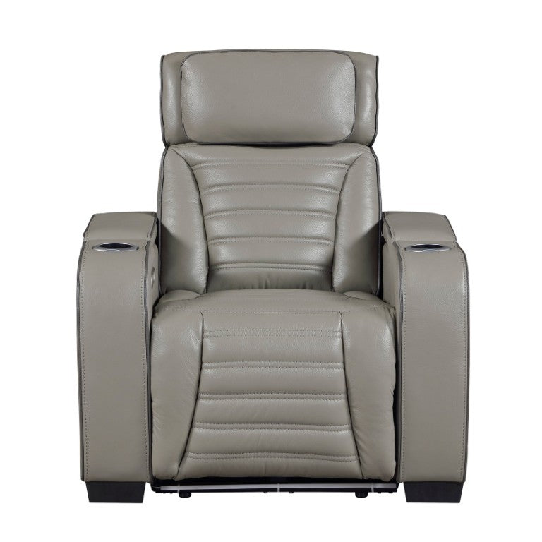 English Elm Power Reclining Home Theater Chair Top Grain Leather with Heat Massage and LED B011P580817