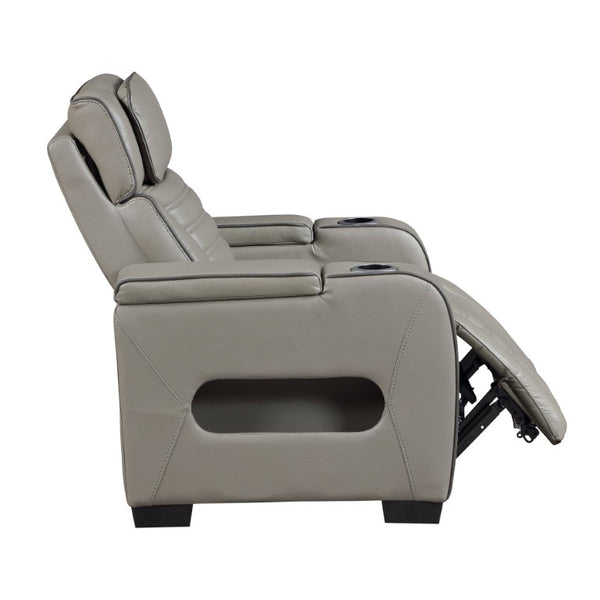 English Elm Power Reclining Home Theater Chair Top Grain Leather with Heat Massage and LED B011P580817