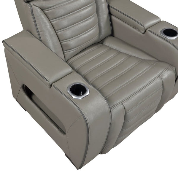 English Elm Power Reclining Home Theater Chair Top Grain Leather with Heat Massage and LED B011P580817