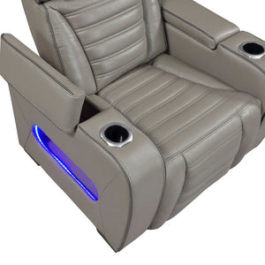 English Elm Power Reclining Home Theater Chair Top Grain Leather with Heat Massage and LED B011P580817