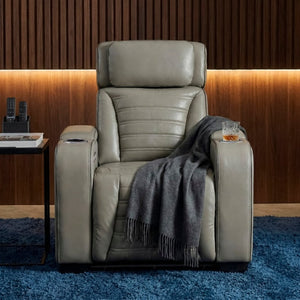 English Elm Power Reclining Home Theater Chair Top Grain Leather with Heat Massage and LED B011P580817