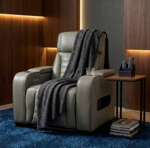 English Elm Power Reclining Home Theater Chair Top Grain Leather with Heat Massage and LED B011P580817