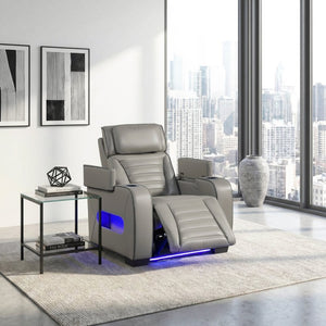 English Elm Power Reclining Home Theater Chair Top Grain Leather with Heat Massage and LED B011P580817