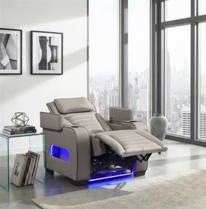 English Elm Power Reclining Home Theater Chair Top Grain Leather with Heat Massage and LED B011P580817