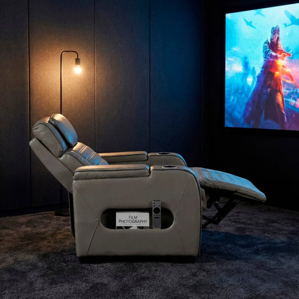 English Elm Power Reclining Home Theater Chair Top Grain Leather with Heat Massage and LED B011P580817