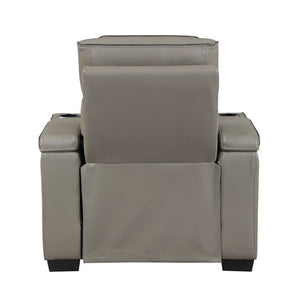 English Elm Power Reclining Home Theater Chair Top Grain Leather with Heat Massage and LED B011P580817