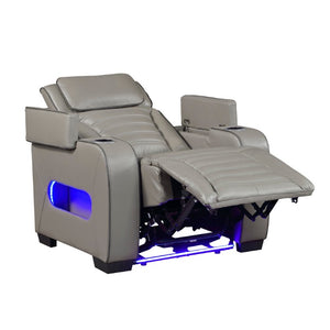 English Elm Power Reclining Home Theater Chair Top Grain Leather with Heat Massage and LED B011P580817