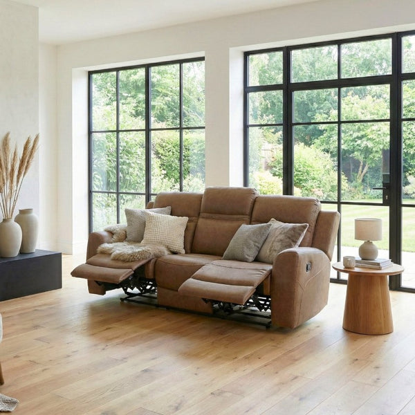 English Elm Double Reclining Sofa Wall Hugger Microfiber Living Room Seating with Pocket Coil Support B011P580818